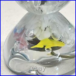 Vintage Gibson Art Glass Blown Pastel Flower Paperweight Table Lamp 2000