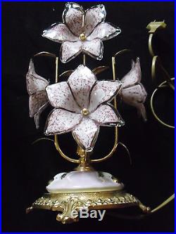 Vintage Gold Italian Murano Venini Art Glass chandelier and 2 table lamp