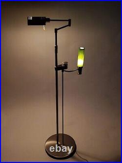 Vintage Holtkotter Adjustable Pharmacy Floor Lamp WithArt Glass Night Light RARE