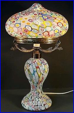 Vintage Italian Fratelli Toso Millefiore Murano Glass Lamp