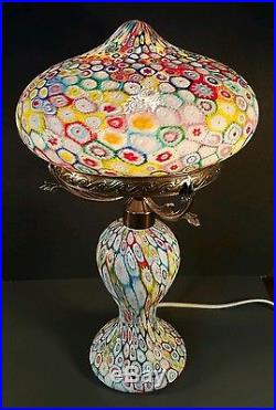 Vintage Italian Fratelli Toso Millefiore Murano Glass Lamp