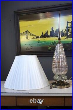 Vintage Italian Murano Art Glass Ribbed Controlled Bubble Gold Inclusions Lamp