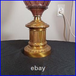 Vintage Italian Purple Murano Art Glass Urn Brass Table Lamp 36 Tall