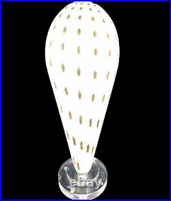 Vintage Italian Solid Art Glass Lamp Lucite Base MCM Hand Painted 27H 5.5W