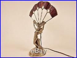 Vintage Lamp, Chandler II Art Deco Style, Fan-Shape Purple Slag Glass Shade