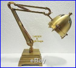 Vintage Loft Retro Style Table Desk Lamp Light Brass Base Glass Shade Art Deco