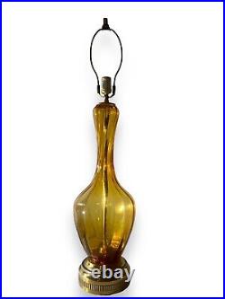 Vintage MCM Empoli Murano Italy Amber Art Glass Table Lamp