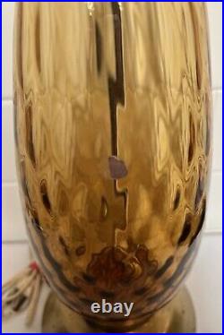 Vintage MCM Empoli Murano Italy Amber Art Glass Table Lamp