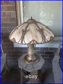 Vintage MILLER CO SLAG GLASS TABLE LAMP