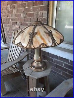 Vintage MILLER CO SLAG GLASS TABLE LAMP