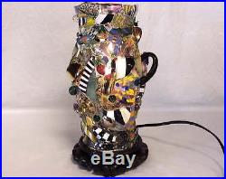 Vintage MacKenzie-Childs Glass Shard Hurricane Lamp 1983 Art Glass Lamp RARE