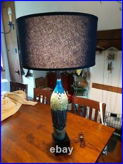 Vintage Mid-Century Modern Art Glass 38 Tall Table Lamp