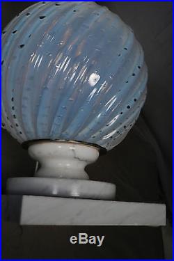 Vintage Mid Century Modern Murano Italian Art Glass White marble Table Lamp CHIC