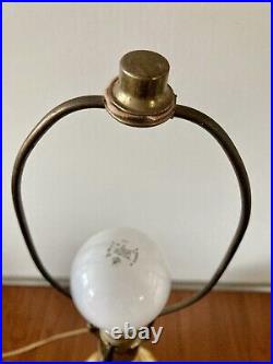 Vintage Mid-Century Murano Art Glass Table Lamp Ribbon Honey Amber Regency Lamp