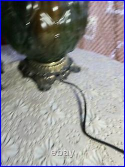 Vintage Mid Century modern retro mcm 3 way Green Globe Glass Table Lamp