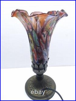 Vintage Murano Amethyst Millefiori Murines Hand Blown Art Glass Nouveau Lamp 9