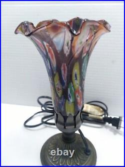 Vintage Murano Amethyst Millefiori Murines Hand Blown Art Glass Nouveau Lamp 9