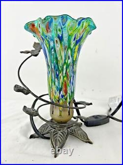 Vintage Murano Style Millefiori Hand Blown Art Glass Butterfly Lamp