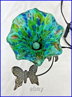 Vintage Murano Style Millefiori Hand Blown Art Glass Butterfly Lamp