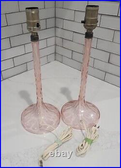 Vintage Pair Pink Depression Glass Table Lamps