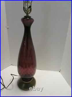 Vintage Purple Amethyst Venetian Murano Italy Art Glass Table Lamp 34½T MCM