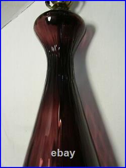 Vintage Purple Amethyst Venetian Murano Italy Art Glass Table Lamp 34½T MCM
