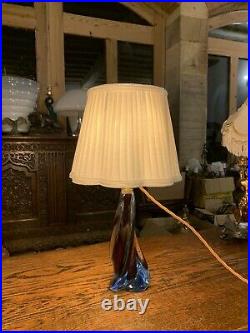 Vintage Seguso Murano Vetri Darte Hand Blown Glass Table Lamp, Mid Century