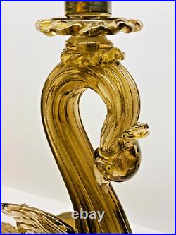 Vintage Set Of 2 Murano Gold Flake Grebe Art Glass Table Lamps 19