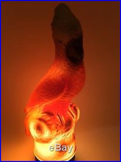 Vintage TIFFIN GLASS PARROT Accent LAMP Light BIRD Figural Figurine Art Nouveau
