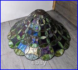 Vintage Tiffany Style Slag Stained Glass Lamp Shade Arts & Crafts