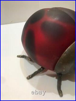 Vintage Tin Chi 1998 Ladybug Art Glass Lamp