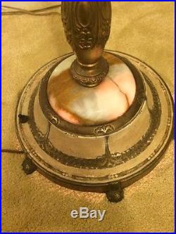 Vintage Torchiere Floor Lamp Art Decor Milk Glass Shade Marble Ornate