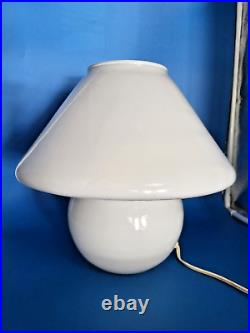 Vintage White Opaque Retro Art Glass Mid-century Italian Glass Table Lamp