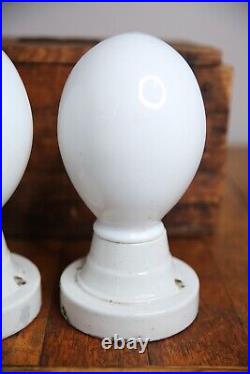 Vintage antique art deco light wall sconces milk glass lamp shades porcelain