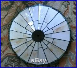 Vintage art deco stained glass large lamp shade makers mark gorgeous
