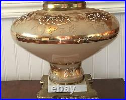 Vintage art nouveau style lamp. Hand painted glass globe. Hearst Castle style