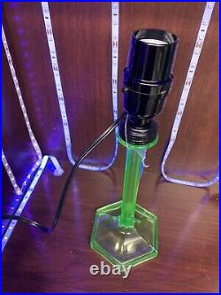 Vintage neon green uranium Vaseline candlestick table lamp 11 beautiful EUC HTF