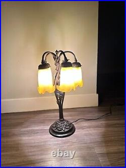 Vintage stained glass electric table lamp (art deco great condition working)