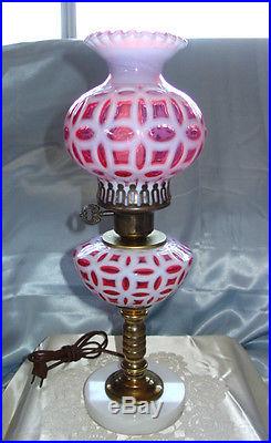Vintagefenton Glass1950cranberry Opalescentxtrmly Rarewedding Ring17lamp