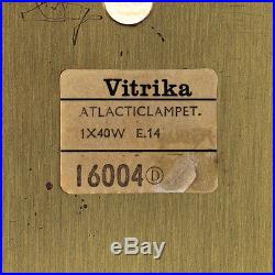Vitrika Pair of'Atlantic' Glass & Brass Wall Lamps 1970s Danish Labelled