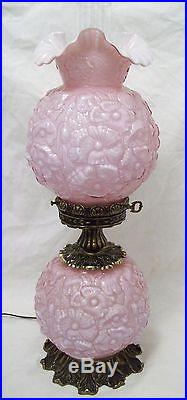 Vntg Fenton Glass Poppy GWTW Parlor Lamp 24 Cased Lavender RARE Non-Satinized