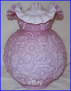 Vntg Fenton Glass Poppy GWTW Parlor Lamp 24 Cased Lavender RARE Non-Satinized