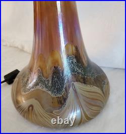 Vtg 1974 Joe Clearman Mushroom Lamp Studio Art Glass Iridescent Signed 16 OOAK