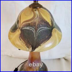 Vtg 1974 Joe Clearman Mushroom Lamp Studio Art Glass Iridescent Signed 16 OOAK