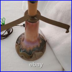 Vtg 1974 Joe Clearman Mushroom Lamp Studio Art Glass Iridescent Signed 16 OOAK