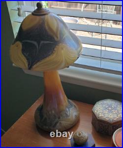 Vtg 1974 Joe Clearman Mushroom Lamp Studio Art Glass Iridescent Signed 16 OOAK