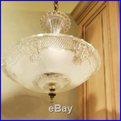 Vtg ANTIQUE 1940's ART DECO GLASS CEILING CHANDELIER LAMP LIGHT FIXTURE -1219