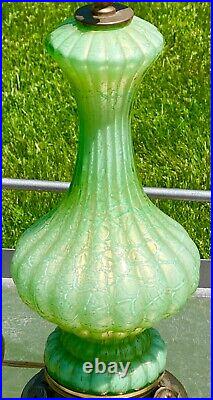 Vtg MCM 1960's Murano Art Glass Ribbed Lava Design Table Lamp Barovier Toso Vgc