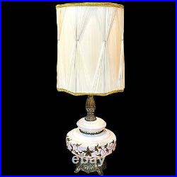 Vtg MCM Falkenstein Opal Iridescent 3 Way Glass Lamp & Shade Accurate Casting