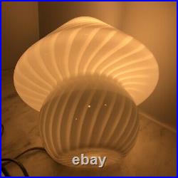 Vtg Mid Century Italy Murano Swirled White Art Glass Mushroom Table Lamp
